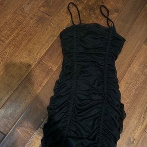 UO Ruched Black Mini Dress
